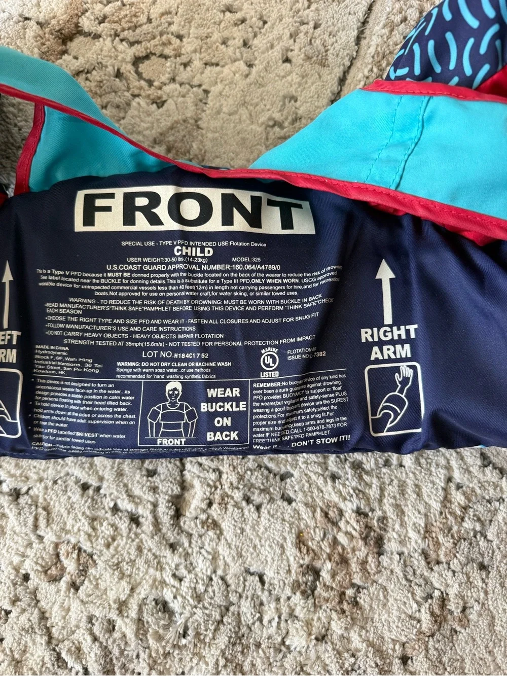 Speedo Navy and Aqua Fish Print Swim Vest with Arm Floaties